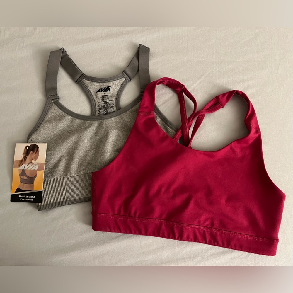 Bundle of 2 sports bras - gray NWT pink EUC